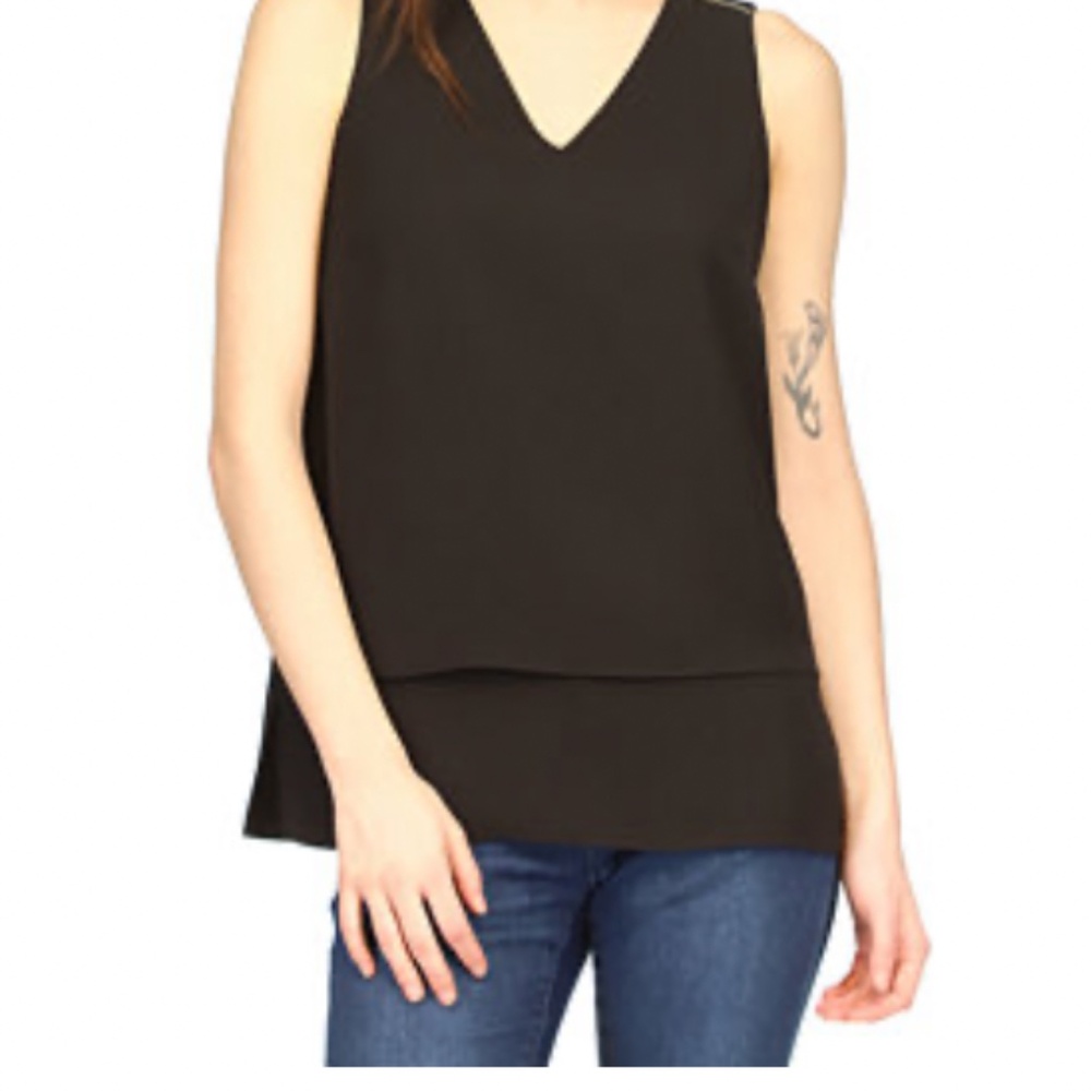 Michael Kors Black Layered Chiffon Hem Tunic Tank – Size Large